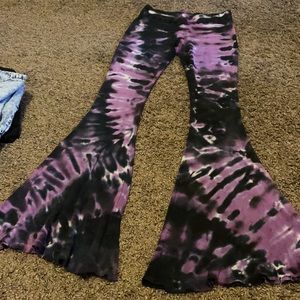 Black & purple tie dye flares